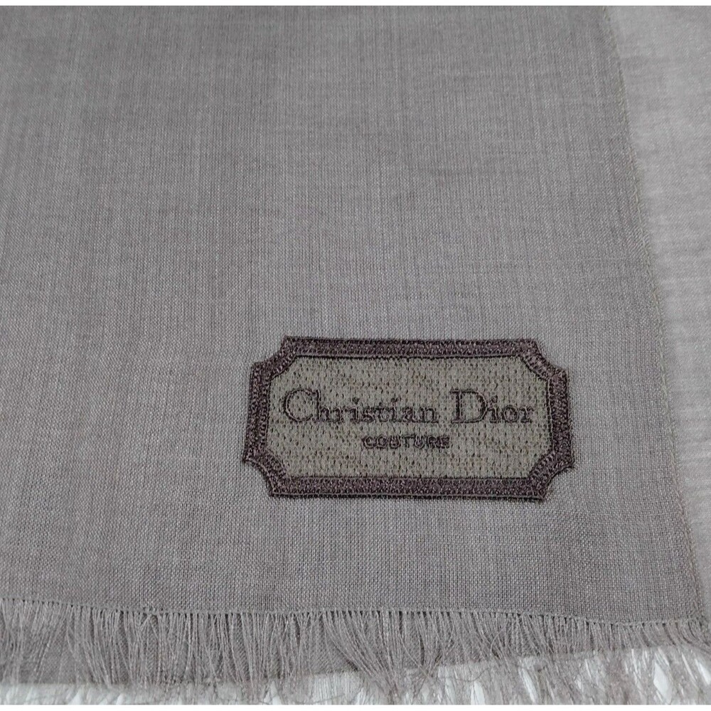 Christian Dior Couture Silk Cashmere Wool Scarf Shawl Gray NWT Italy/98